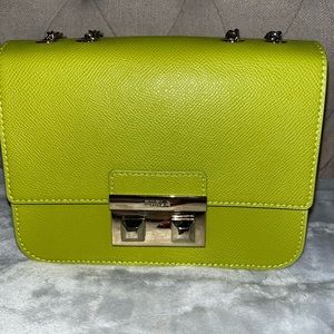 Authentic Small Furla Metropolis bag in Avocado colour with silver chain